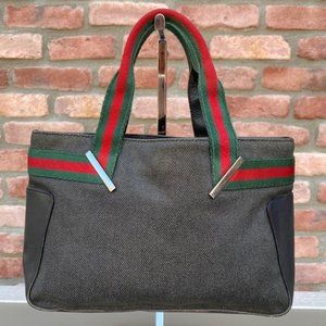 GUCCI Black Denim & Leather Handbag